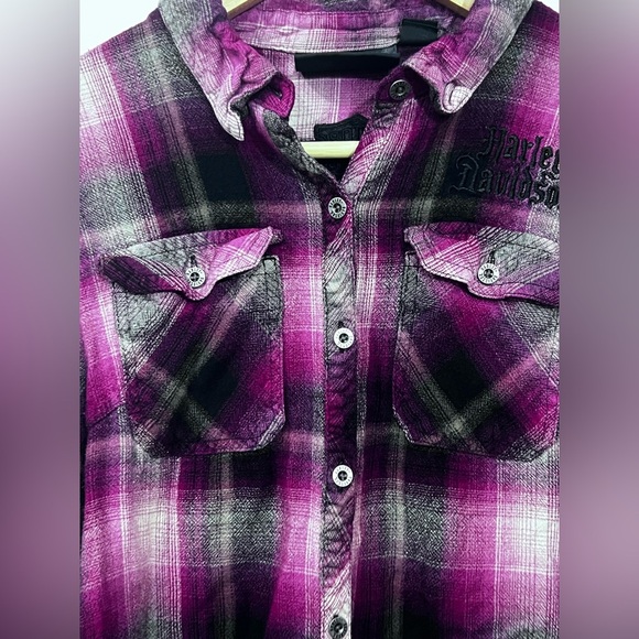 Harley-Davidson Purple Plaid Button Down Shirt - Picture 8 of 10